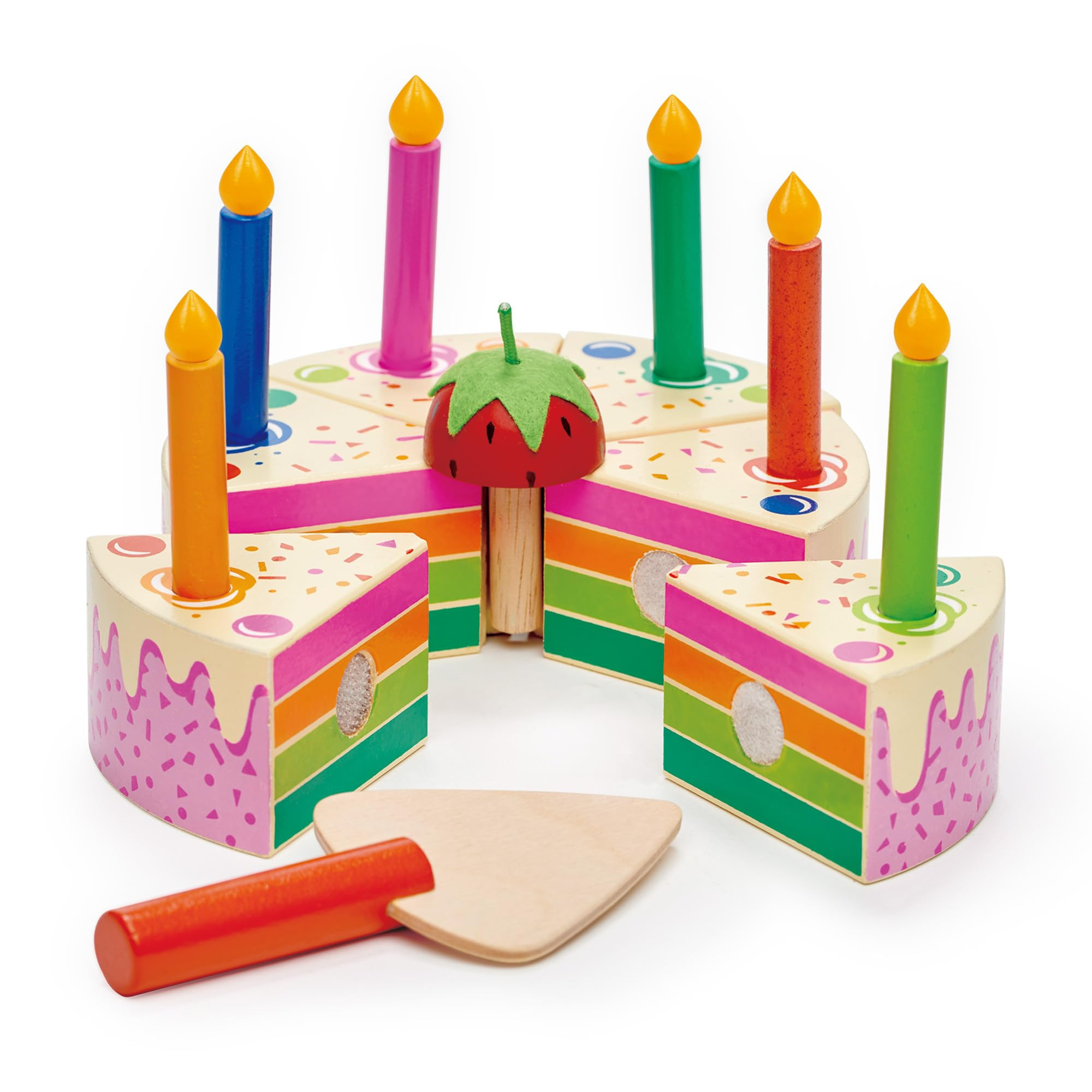 Tender Leaf Toys - Pastel de cumpleaños arcoíris con velas y servidor, decoración de fiesta o ... | Amazon (US)