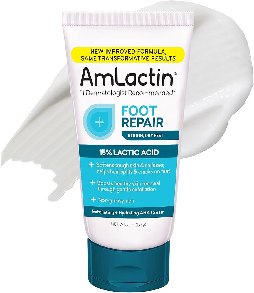 AmLactin Foot Repair Cream - Therapeutic Foot Cream for Dry Cracked Heels and Feet - No-Scrub Exf... | Amazon (US)