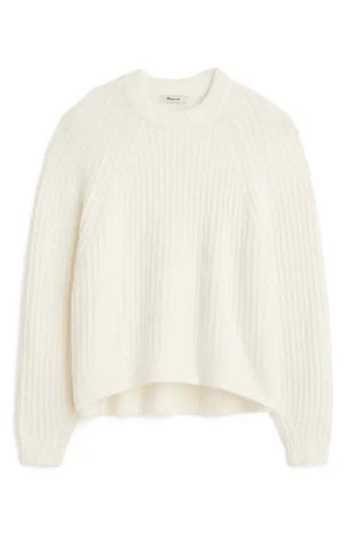 Madewell Ribbed Cotton Blend Sweater in Winter White at Nordstrom, Size Large | Nordstrom