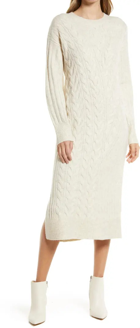 Nordstrom Holiday Long Sleeve Cable Sweater Dress | Nordstrom | Nordstrom