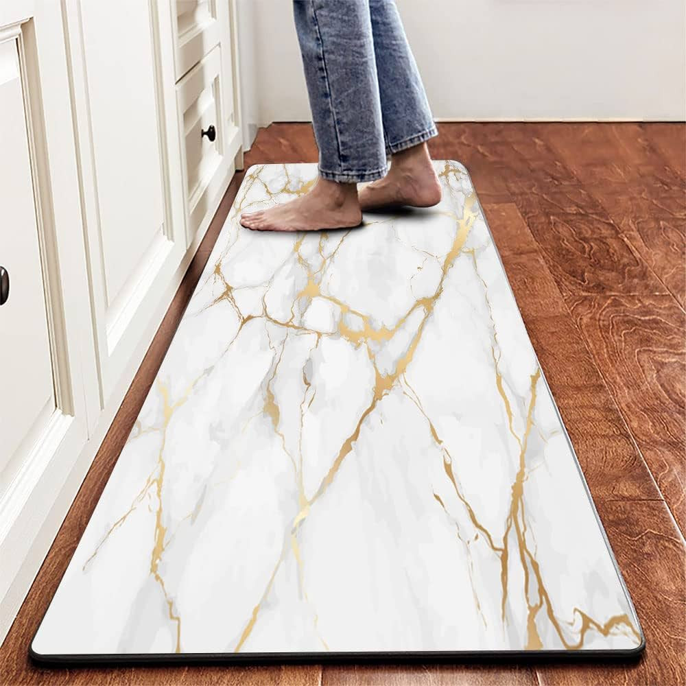 Mrcrypos Marble PVC Leather Kitchen Rug Runner Waterproof Non Slip Cushioned Standing Mats Anti F... | Amazon (US)