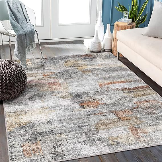 vivorug Washable Rug, Ultra Soft Area Rug 5x7, Non Slip Abstract Rug Foldable, Stain Resistant Ru... | Amazon (US)