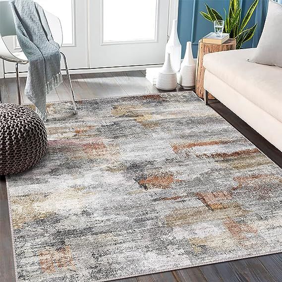 vivorug Washable Rug, Ultra Soft Area Rug 5x7, Non Slip Abstract Rug Foldable, Stain Resistant Ru... | Amazon (US)