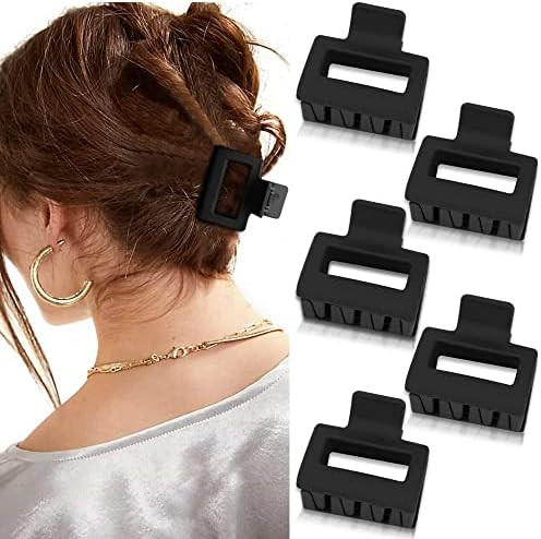 ATODEN Square Claw Clips Black Hair Clips 2'' Matte Hair Clips for Women Girls 5Pcs Rectangle Med... | Amazon (US)