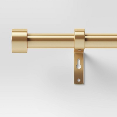 66"-120" Dauntless Curtain Rod Brass - Threshold™: Adjustable Gold Steel Rod, 0.875" Diameter, 20lb Capacity | Target
