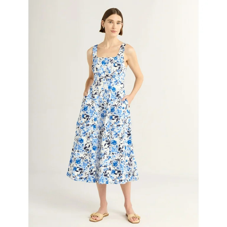 Free Assembly Women's and Women's Plus Sleeveless Square Neck Cotton Midi Dress, Sizes XS-4X | Walmart (US)