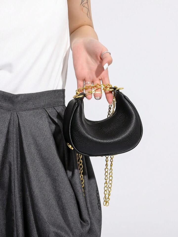 Summer Fashionable Vintage Style Business Casual Moon Shaped Women's Bag, Simple Retro Chain Shou... | SHEIN