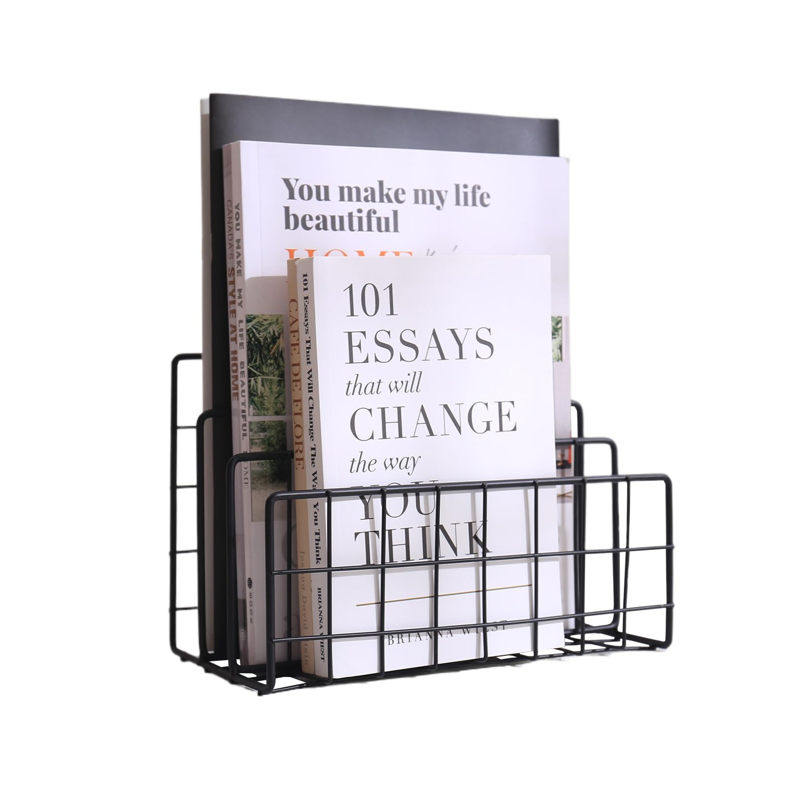 File Folder Organizer for Desktop,3 Section Metal Vertical magazine Stand Holder,Paper tray/Mail ... | Amazon (US)