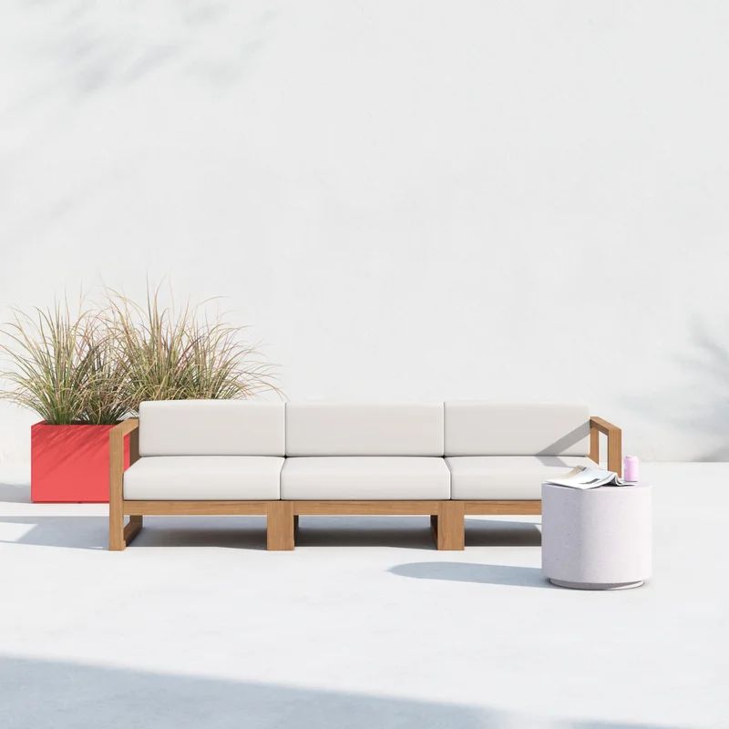 Modway Upland Outdoor Patio Teak Wood 3-Piece Sectional Sofa Set | Wayfair North America