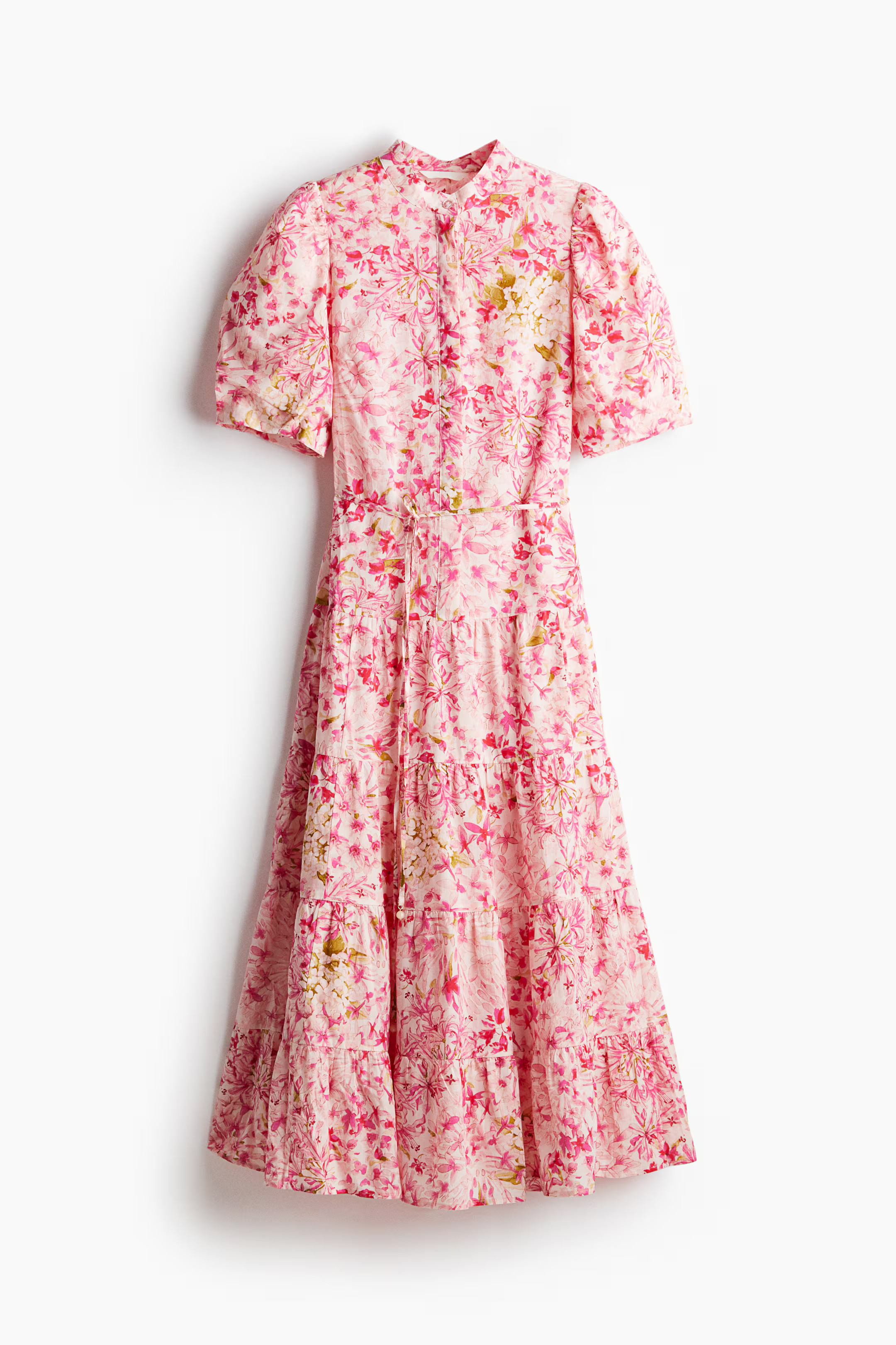 Long cotton dress - Pink/Floral - Ladies | H&M GB | H&M (UK, MY, IN, SG, PH, TW, HK)