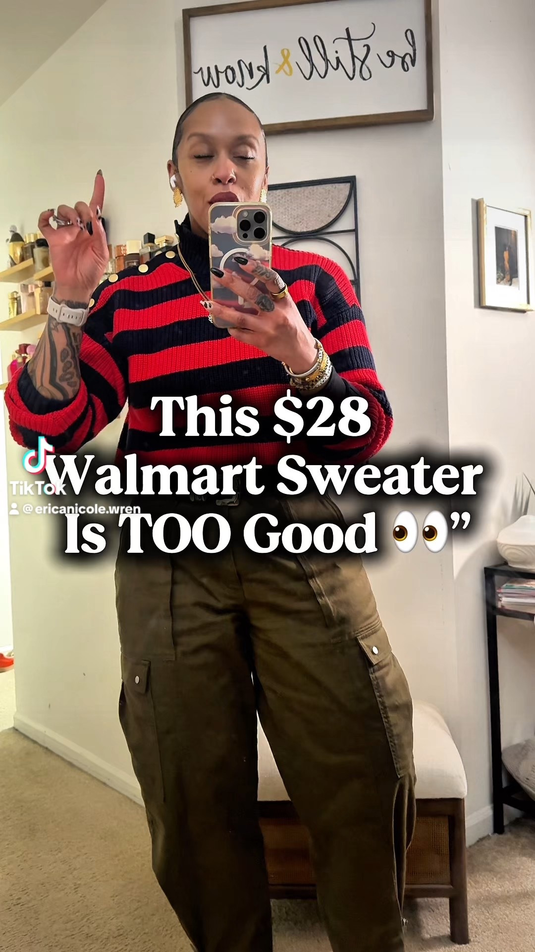 Okay this sweater is too good ❤️🖤
Bold stripes, cozy fit, cute gold button detail—and it’s from Walmart for only $28. Affordable, comfy, and looks way more expensive than it is ✨🛒

For your reference I am 5’6” and 180lbs.

-sweater-sz. L (Walmart)

#LTKmomlife #LTKMidsize #LTKootd