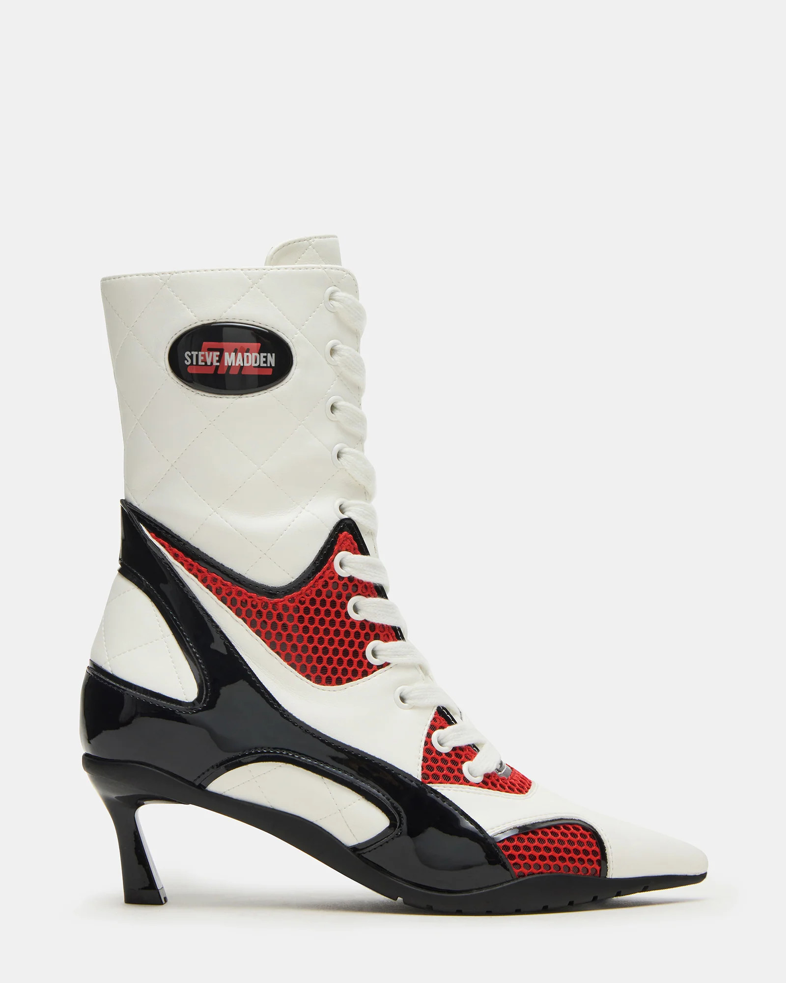 FANGIO White/Red Pointed-Toe Kitten Heel Women's Ankle Boot | Steve Madden (US)