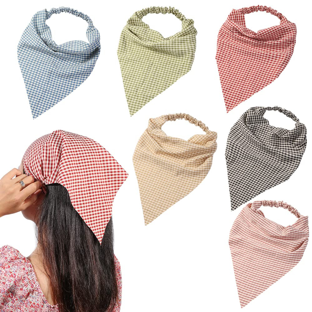 6 Pack Hair Scarf Headband for Women Elastic Bandana Head Scarf Large Boho Triangle Kerchief with... | Amazon (US)