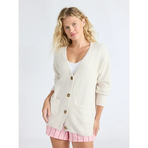 Joyspun Women's Fuzzy Front Pocket Cardigan, Sizes XS-3X | Walmart (US)