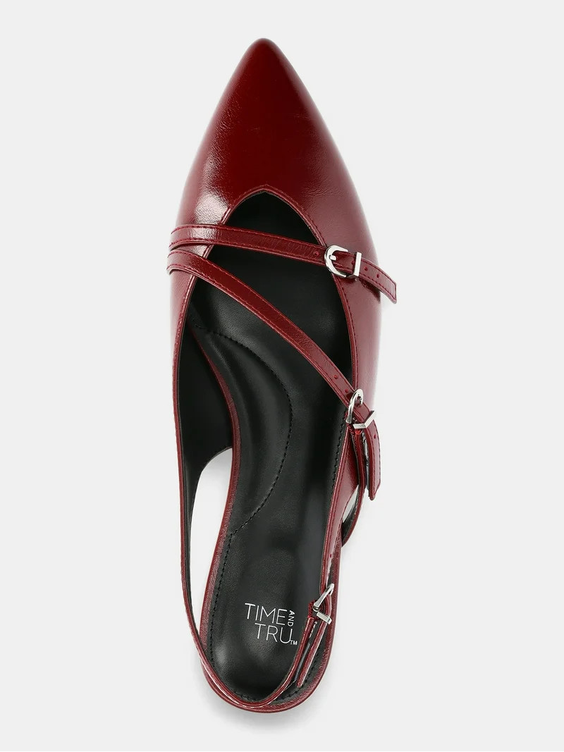 Time and Tru Women's Strappy Sling Back Flats | Walmart (US)