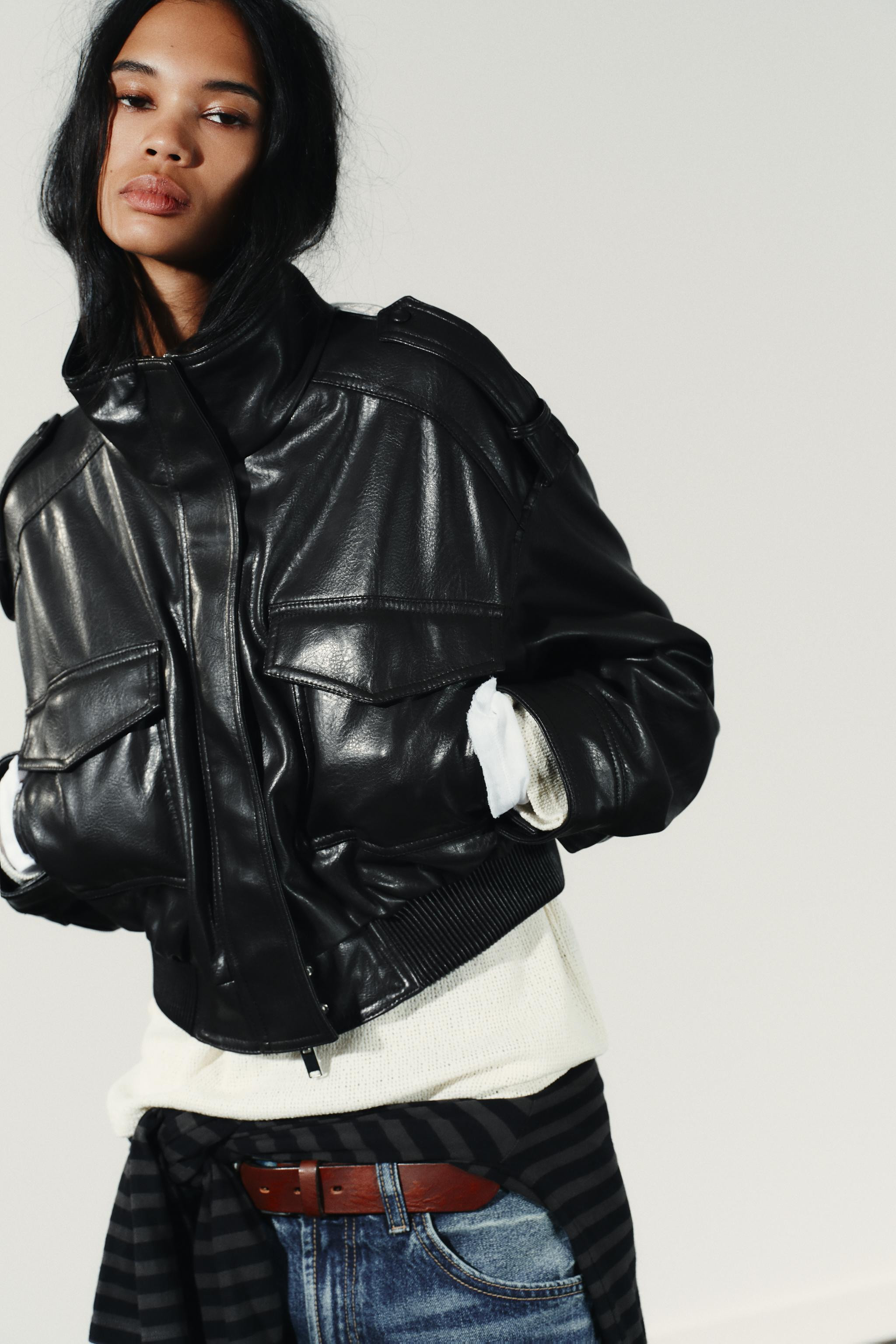 FAUX LEATHER CROPPED JACKET | Zara US