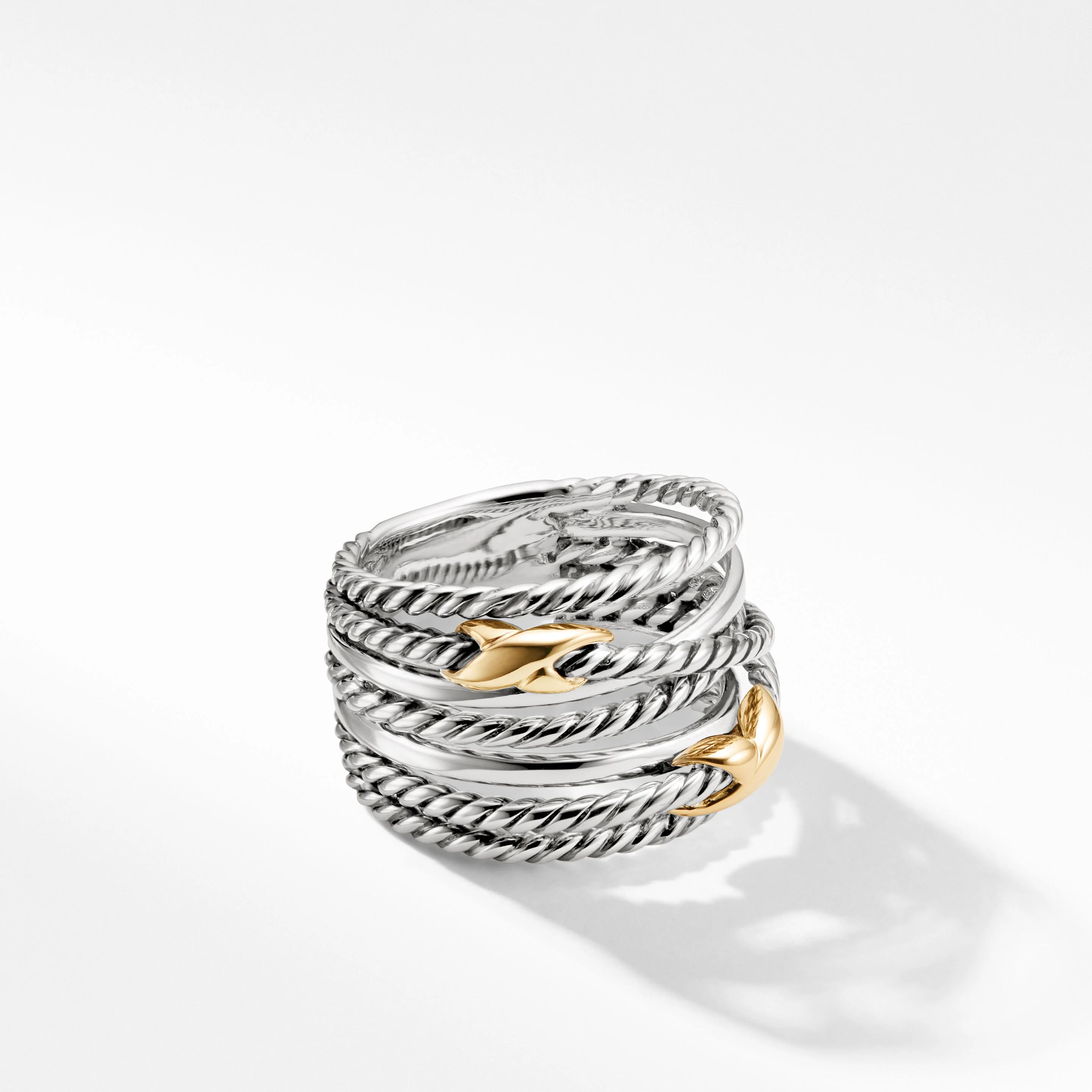 Double X Crossover Ring in Sterling Silver with 18K Yellow Gold | David Yurman