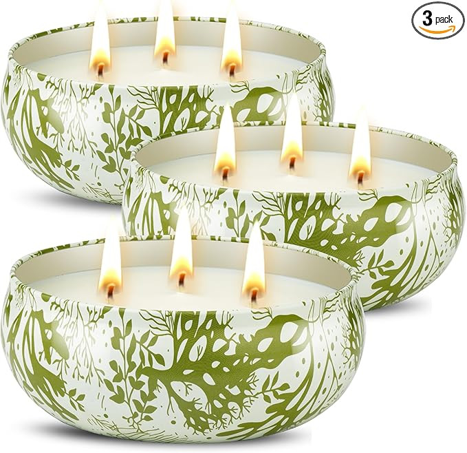 3 x 12oz Citronella Candle Outdoor 3 Wick Soy Wax Citronella Candle Set Jar Candle Up to 240hrs B... | Amazon (US)