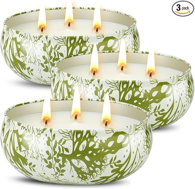 3 Pack 12oz Outdoor Candles, 3 Wick Large Citronella Candles Outdoor, Soy Wax Candle Set for Indo... | Amazon (US)