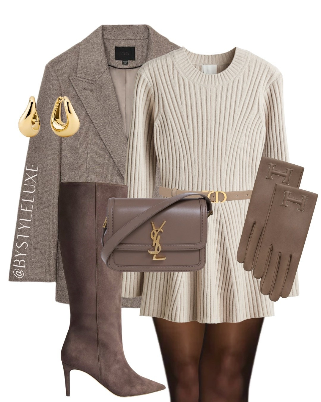 H&M - stunning knitted dress which is only £30, styled here with a textured wool blazer and knee high boots

#dress #autumnoutfit #boots 

#LTKshoes #LTKautumn #LTKuk