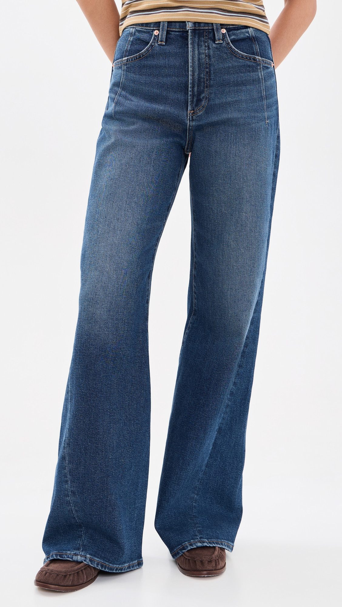 Pistola Kyra High Rise Bowed Wide Leg Jeans Inkwell 28 | Shopbop