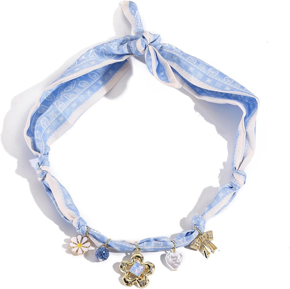 Bandana Charm Necklace for Women Scarf Necklaces With Charms Pendant Choker Necklaces Jewelry | Amazon (US)