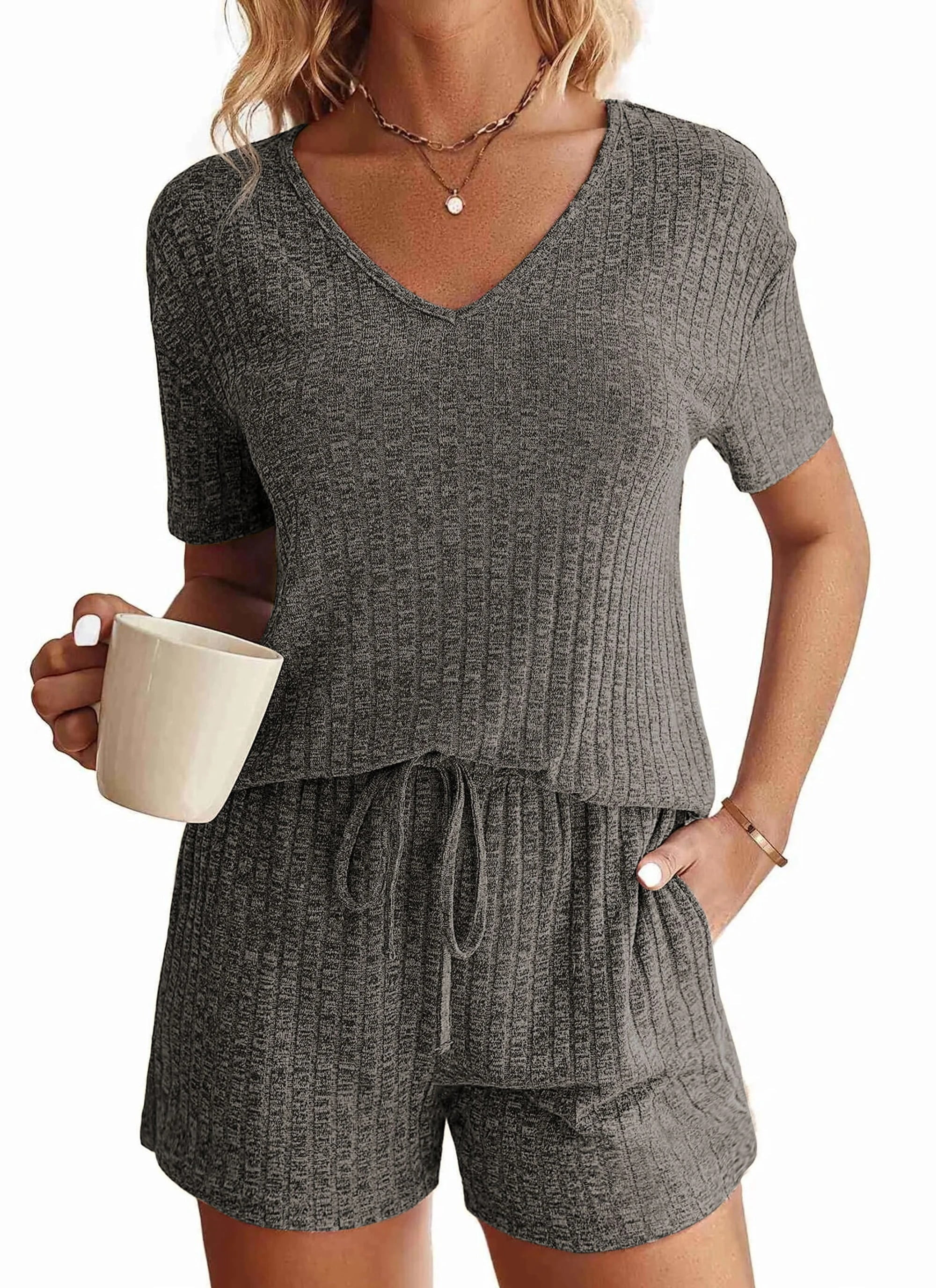 Fantaslook 2 Piece Sets Summer Pajamas Womens Tops and Shorts Sleepwear Outfits Lounge Sets Casua... | Walmart (US)