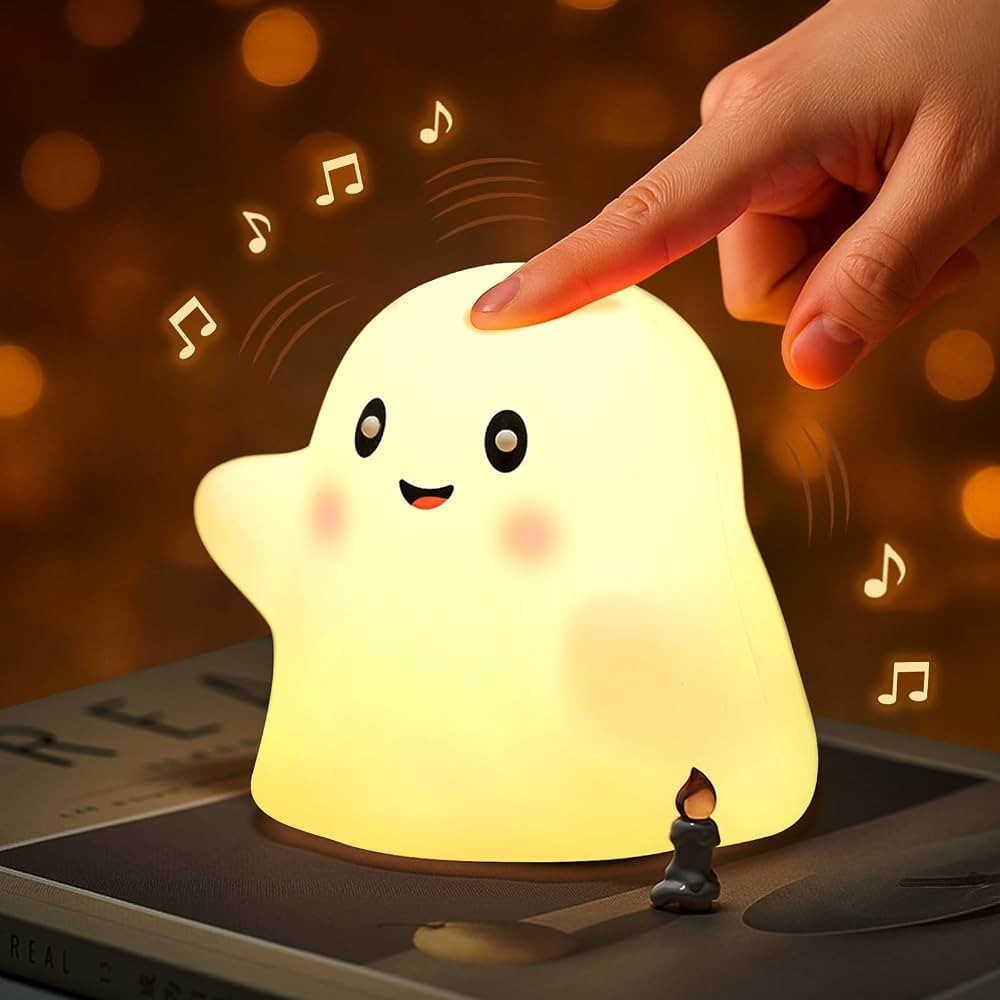 Halloween Cute Ghost Night Light for Kids-Touch+Squishy Silicone+2700k Eye-Safe LED+Fun Sounds,30... | Amazon (US)