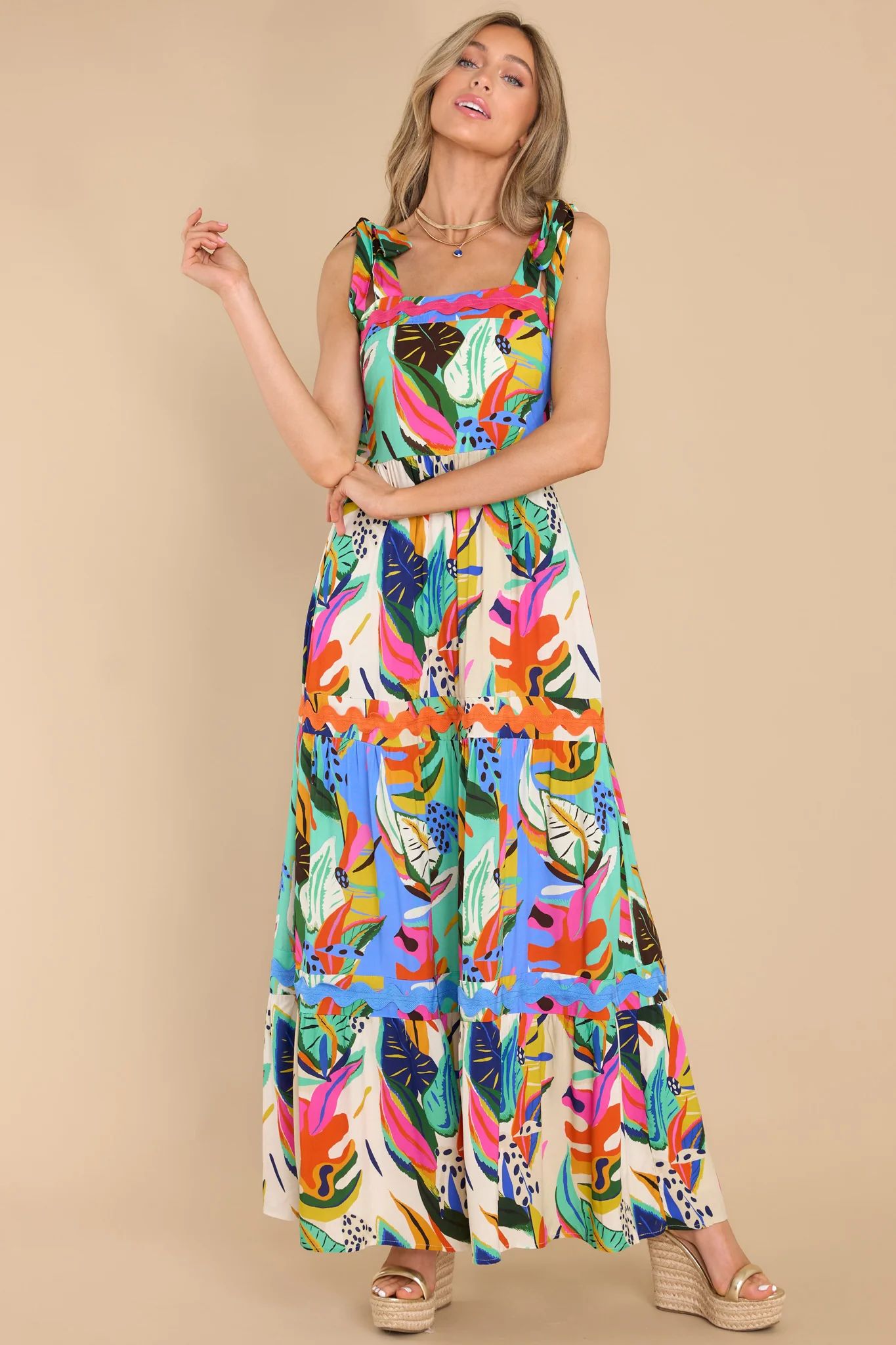 Choose Happy Turquoise Multi Print Maxi Dress | Red Dress 