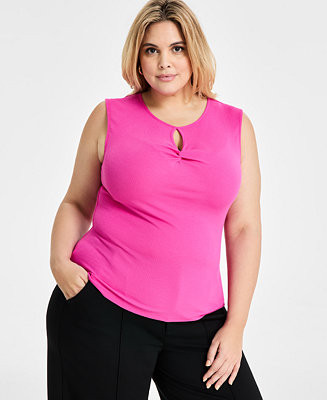 Trendy Plus Sleeveless Ribbed Cut-out Top, Exclusively at Macy's | Macy's