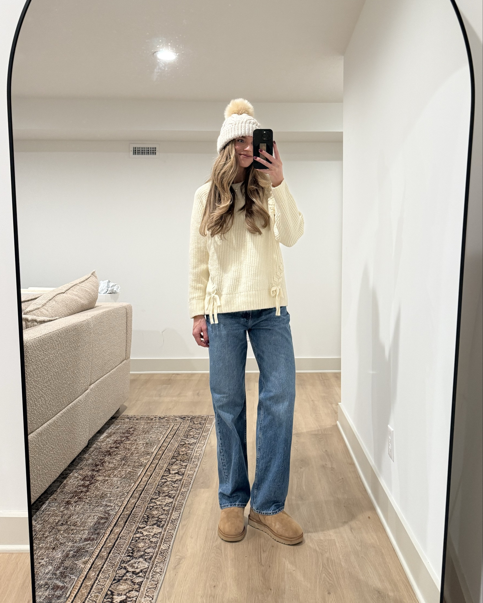 One oversized sweater 4 ways
Sizing:
Sweater runs oversized. Still wearing medium for extra length
Small tall in leggings and joggers
Medium in skirt for bump
Sized up to 29 in jeans for bump but they do run slightly bigger if you are not pregnant 
Medium tall in camel coat
Medium in fur coat
Medium in puffer coat

#LTKBump #LTKTall #LTKHoliday