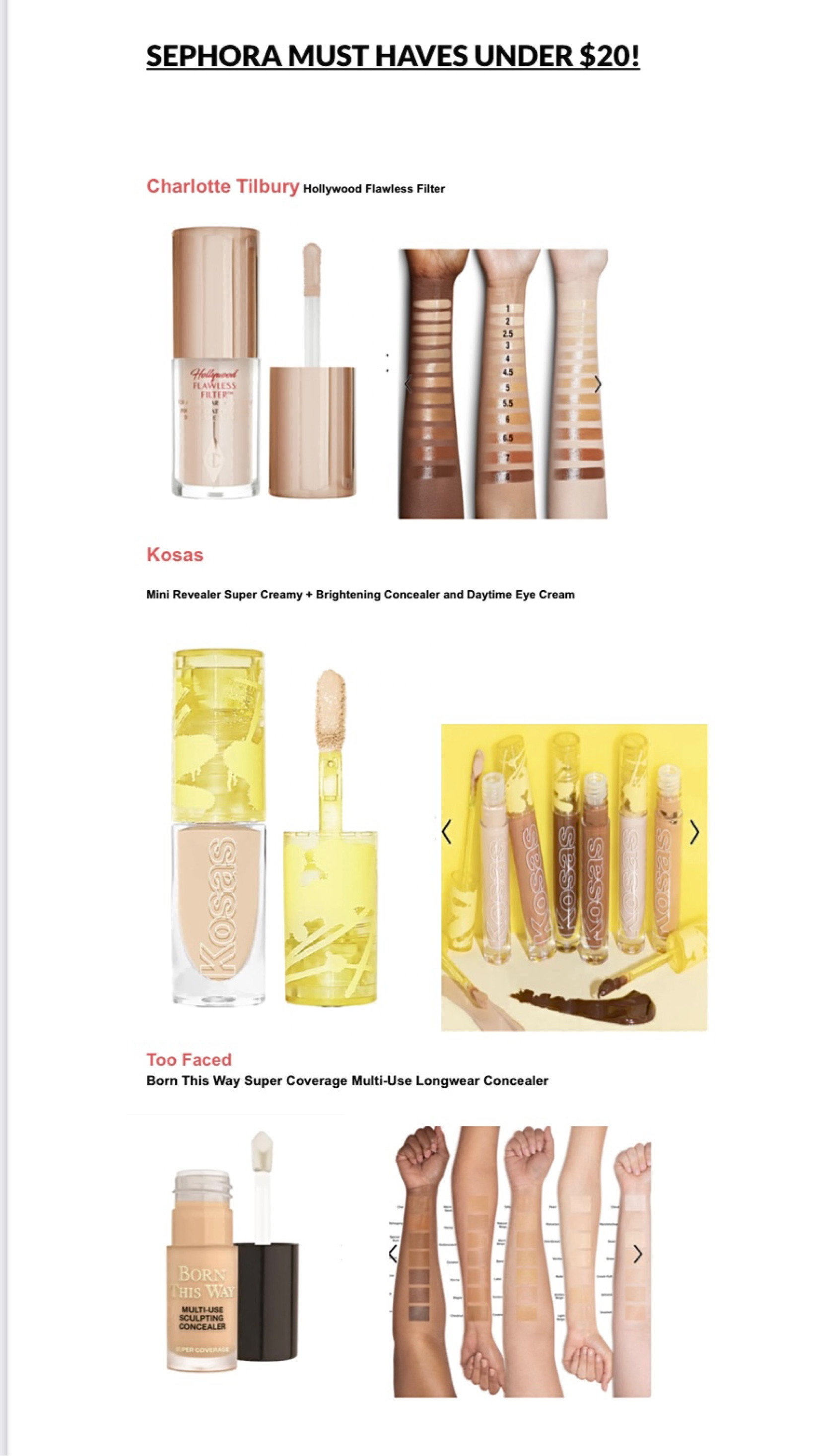 Make up must haves from Sephora! 2023, Charlotte Tillbury, too faced, lip gloss, concealer 

#LTKstyletip #LTKunder50 #LTKunder100