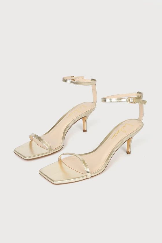 Saraih Gold Metallic Ankle Strap High Heel Sandals | Lulus (US)