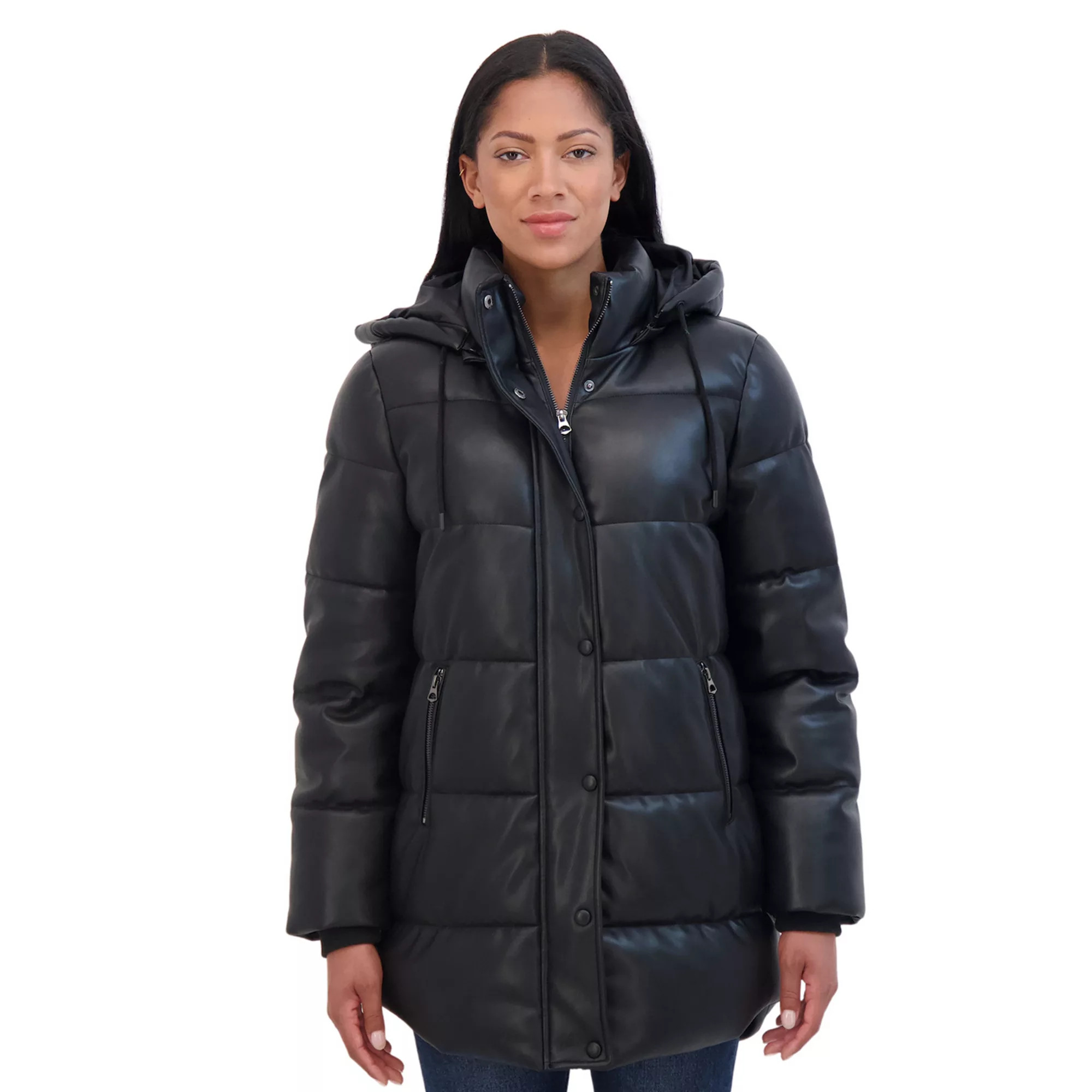 Women's Sebby Collection Faux Leather Puffer Jacket | Kohl's