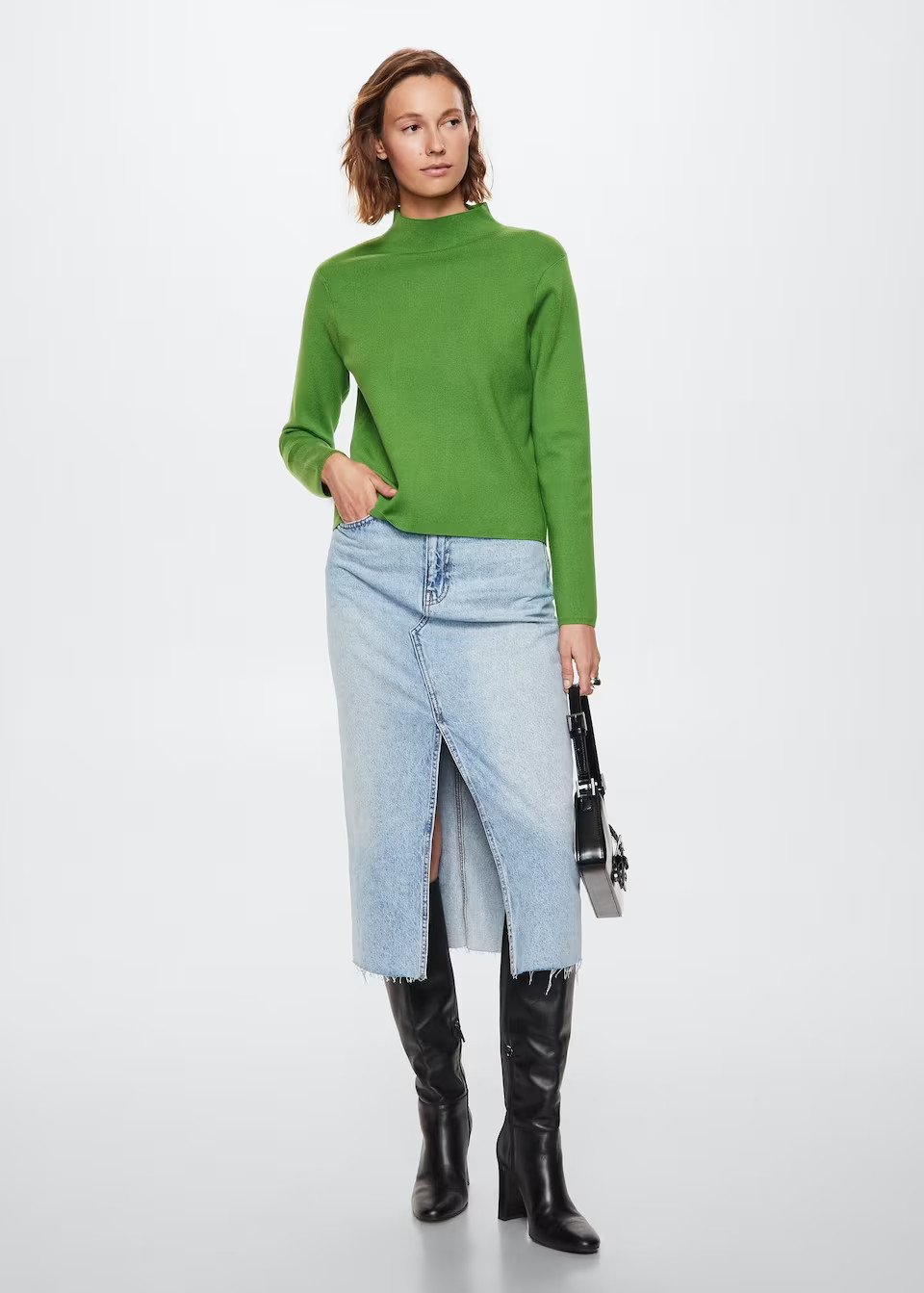 Leather boots with tall leg -  Women | Mango USA | MANGO (US)