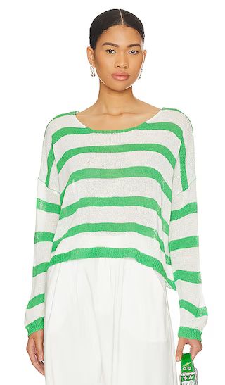 Adriana Knit Sweater in Green & White | Revolve Clothing (Global)