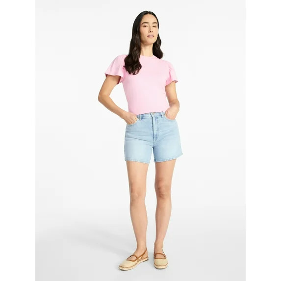 Time and Tru Women's High Rise Denim Shorts, 5" Inseam, Sizes 0-20 | Walmart (US)