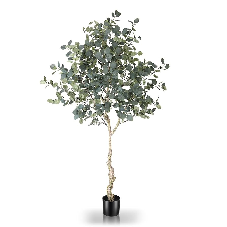 6ft Artificial Eucalyptus Tree in Plastic Nursery Pot, Tall Faux Eucalyptus Stems Fake Plants wit... | Amazon (US)