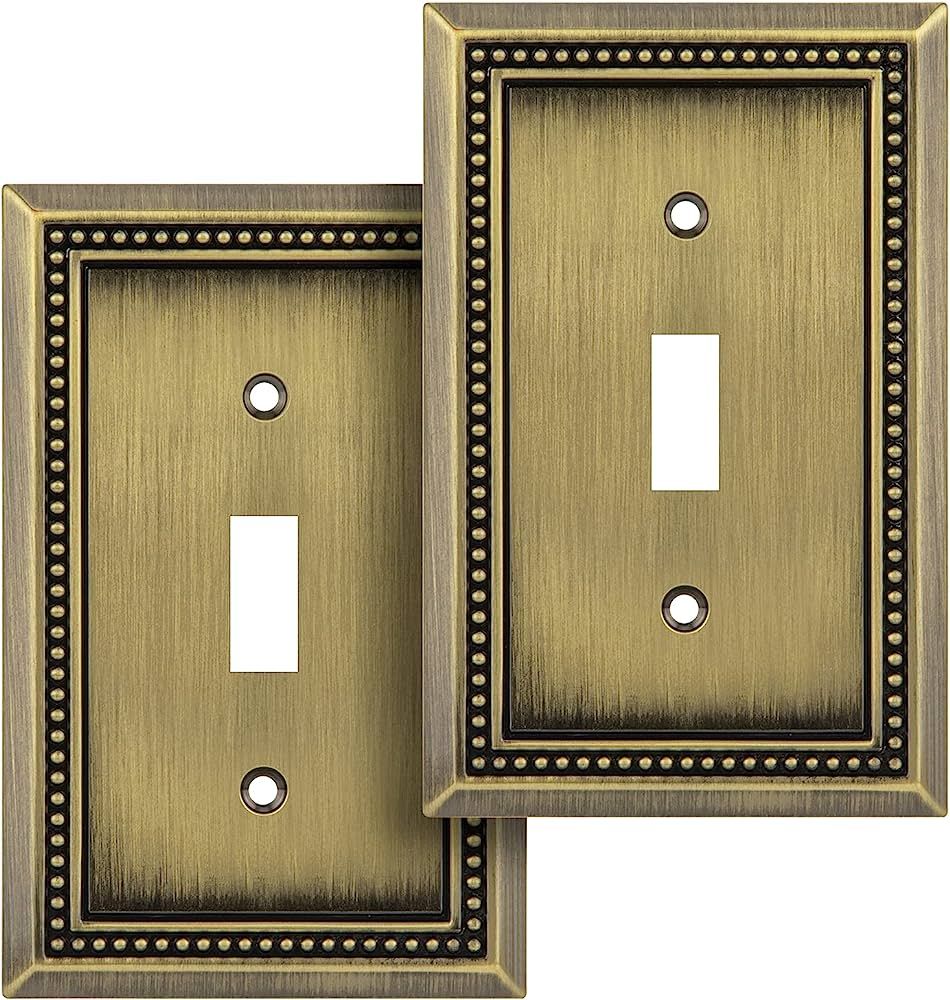 Henne Bery Sunken Pearls Decorative Wall Plate Switch Plate Outlet Cover (Single Toggle, 2PK, Ant... | Amazon (US)