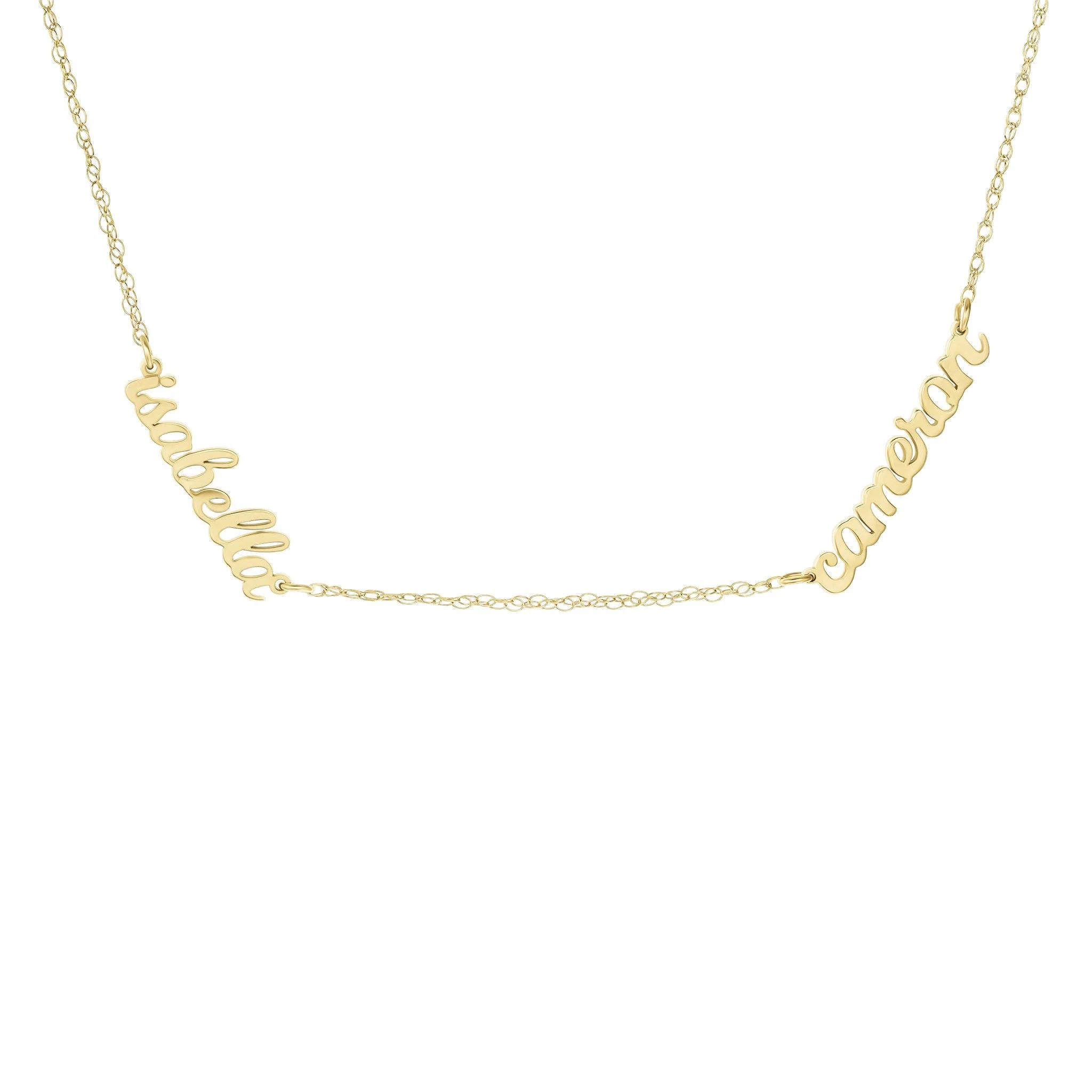 Personalized Script Nameplate Necklace - 2 Names | Tiny Tags