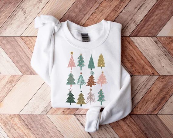 Boho Christmas Trees Shirt  Christmas Sweatshirt Christmas | Etsy | Etsy (US)