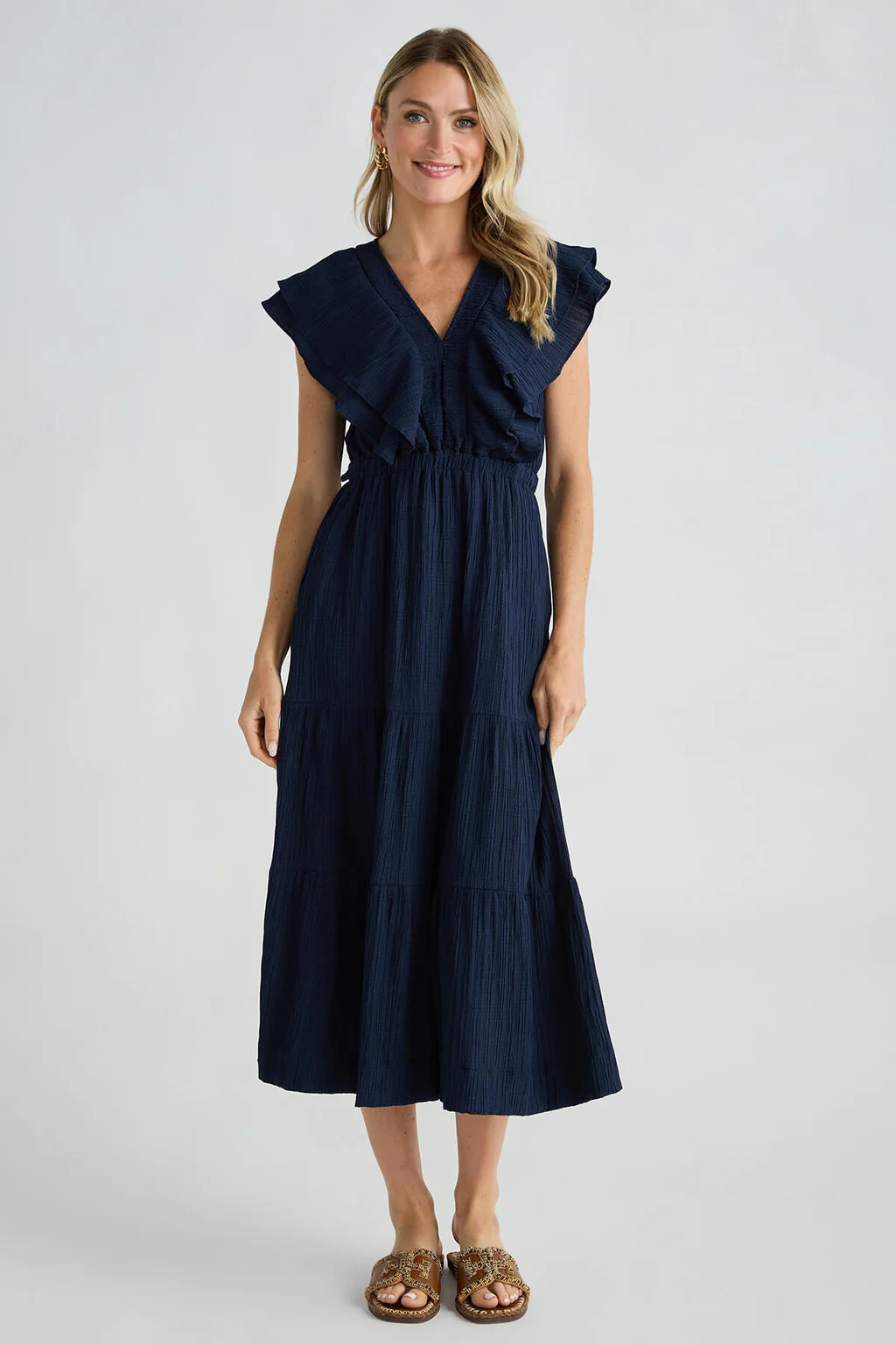 THML Ruffle Vneck Maxi Dress | Social Threads