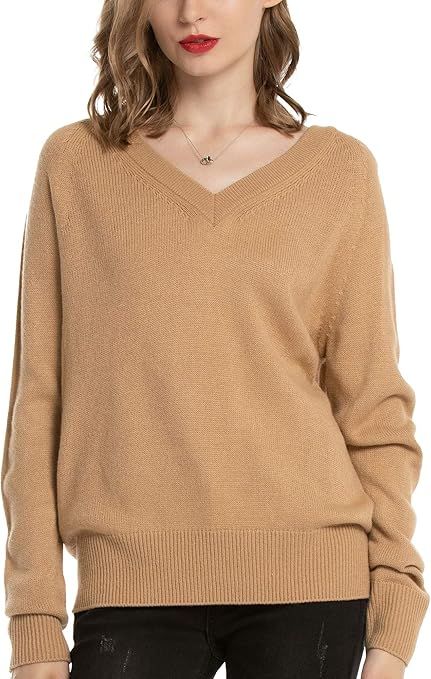 Woolen Bloom Womens V Neck Sweaters Pullover Lightweight Long Sleeve Sweater Tops for Women Fall ... | Amazon (US)