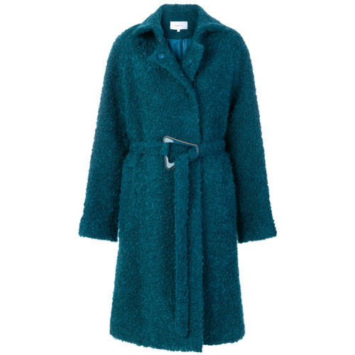 Carven belted teddy coat - Blue | Farfetch EU