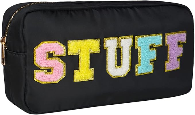 Preppy Patch Make Up Bag-Nylon Zipper Waterproof Preppy Makeup Stuff Bag -Preppy Cosmetic Travel ... | Amazon (US)