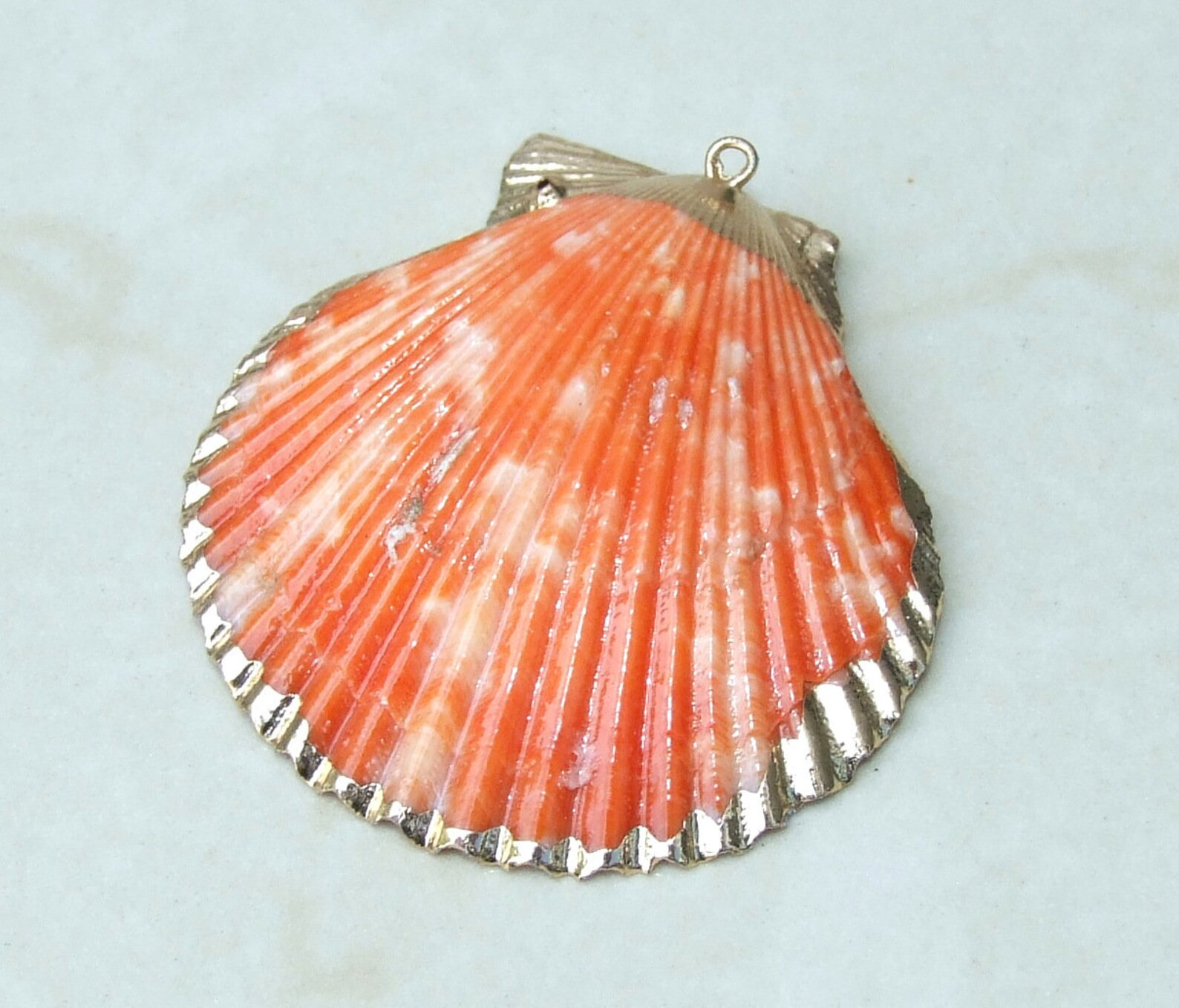 Hand Color Washed Scallop Shell Pendant, Gold Edge, Natural Seashell, Seashell Necklace, Beach Je... | Etsy (Global)