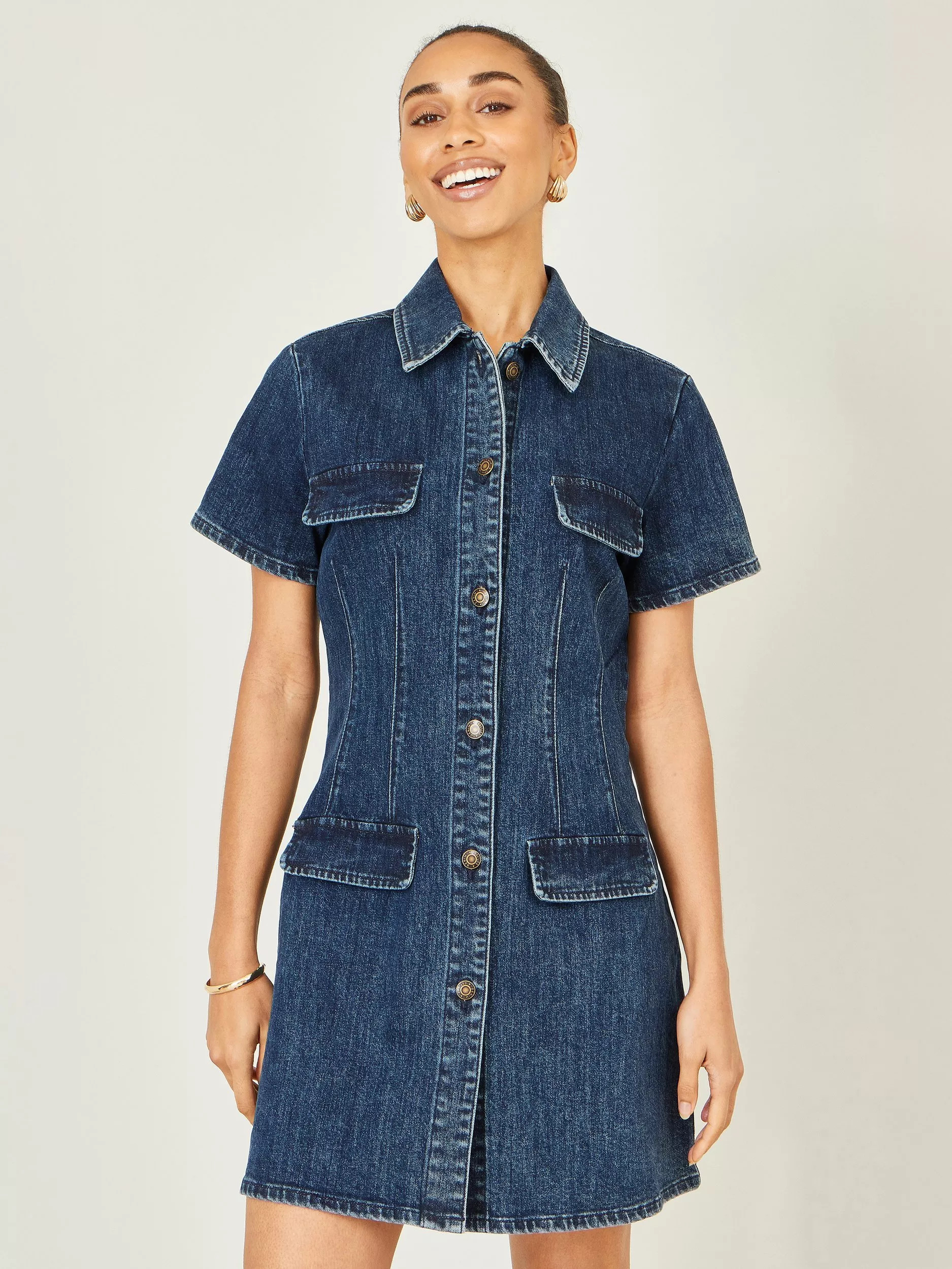 Denim Stretch Shirt Dress, Blue | John Lewis (UK)