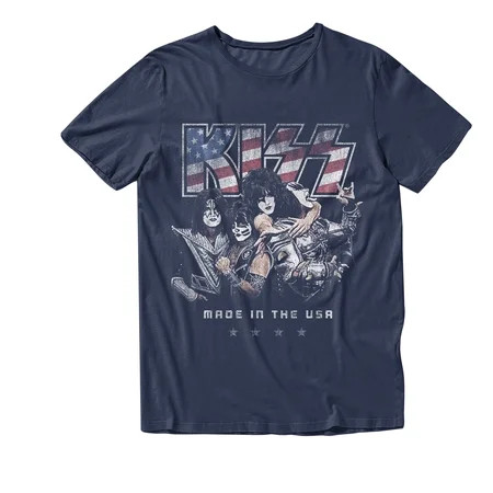 KISS Rock Band Patriotic Made in the USA Mens and Womens Short Sleeve T-Shirt (Navy S-XXL) | Walmart (US)
