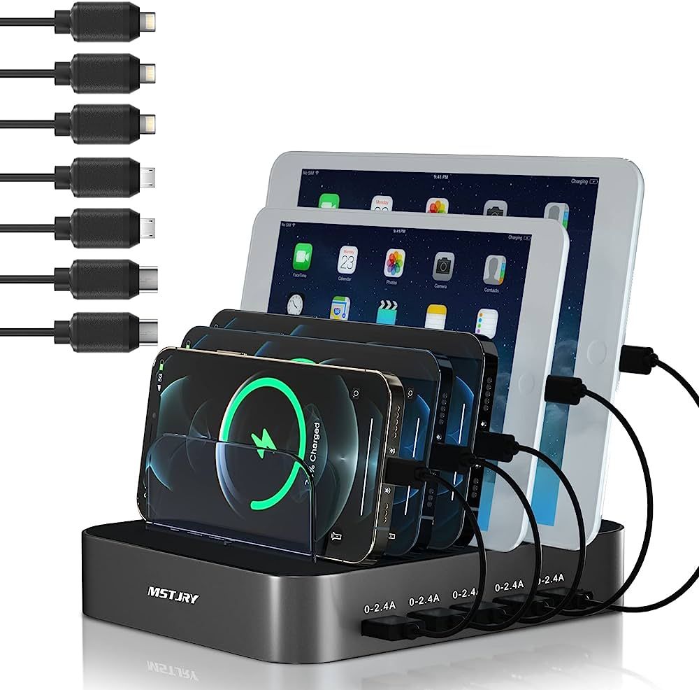 Charging Station for Multiple Devices, MSTJRY USB Charging Station Dock Switch Cell Phone 5 Port ... | Amazon (US)