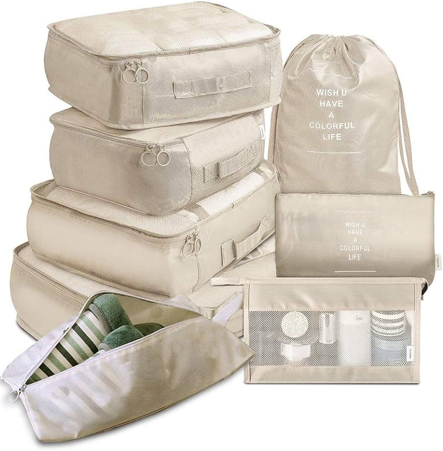 Travel Packing Cubes, Toifucos Multifunction 8pcs/set Travel Cubes Luggage Organiser Waterproof T... | Amazon (UK)